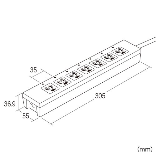 SANWA SUPPLY（サンワサプライ） 電源タップ 延長 3P 7個口 2m 一括