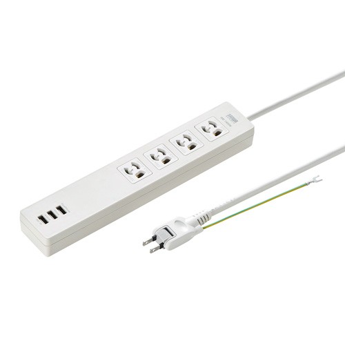 Yahoo! Yahoo!ショッピング(ヤフー ショッピング)USB充電機能付きタップ 3P 4個口 2m 電源コード usbタップ （TAP-F37U-2）