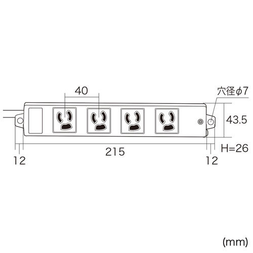 業務用タップ 延長 抜け止め工事物件タップ 3Pプラグ 4個口 3m 電源コード （TAP-K4L-3）｜sanwadirect｜02