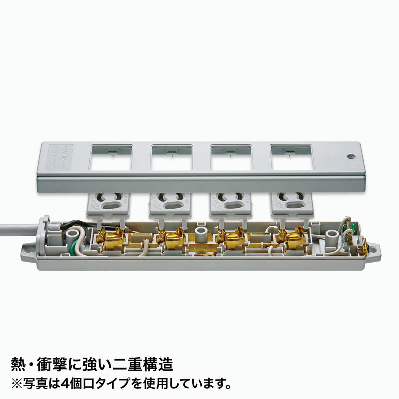 工事物件タップ 3P 8個口 1m 電源コード （TAP-KS8-1） : tap-ks8-1