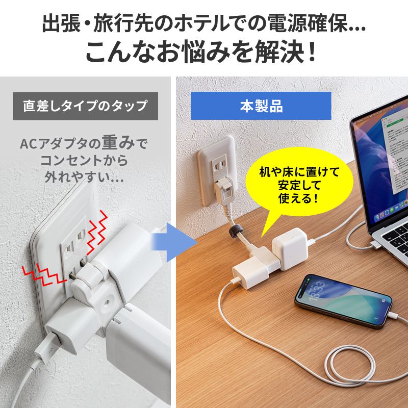 SANWA SUPPLY（サンワサプライ） モバイルタップ 延長コード マイクロ