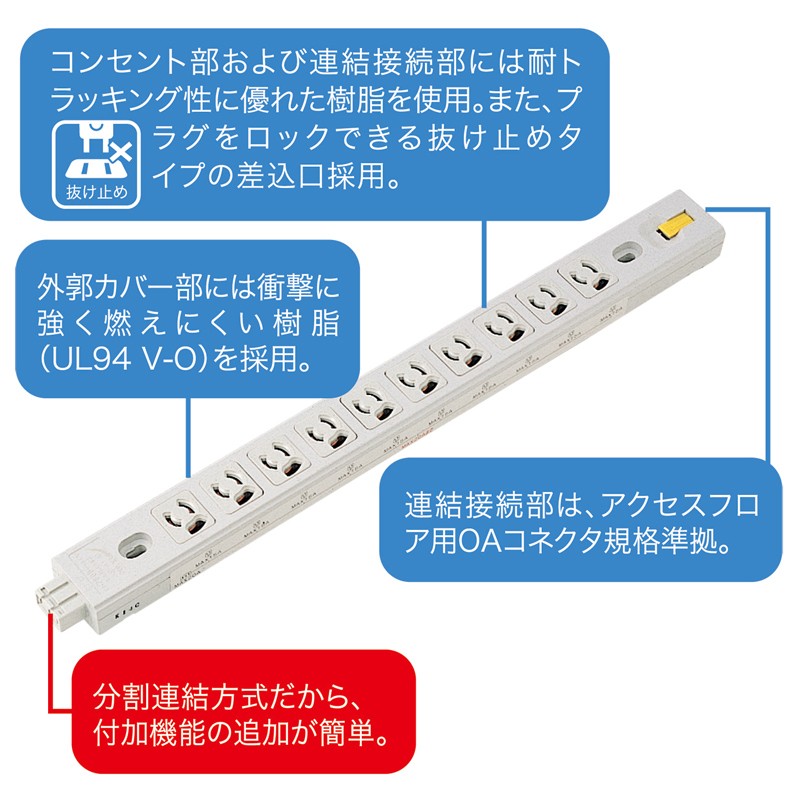 サーバーラック用コンセントバー 20A 3Pプラグ 抜け止め 10個口 電源コード （TAP-MR7535）｜sanwadirect｜04