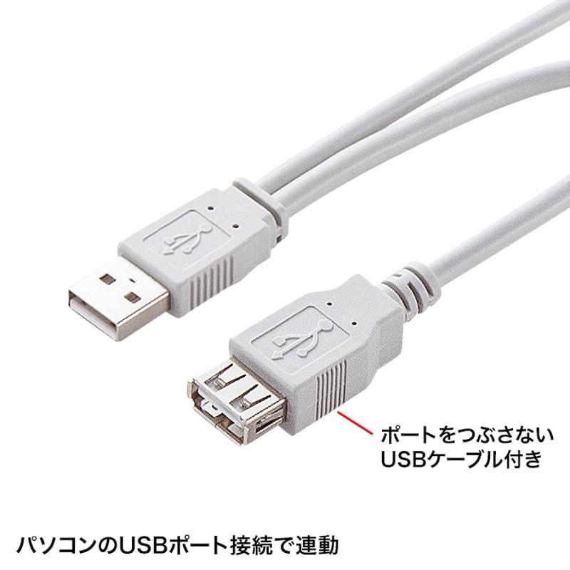 USB連動タップ 延長 3Pプラグ 8個口 パソコン本体用×1、連動口×4、非連動口×3 2m 電源コード （TAP-RE4UN）｜sanwadirect｜05