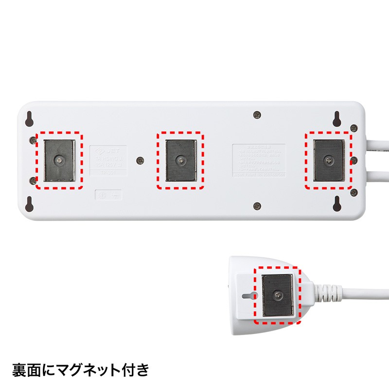 SANWA SUPPLY 電源タップ 雷ガード ホワイト 3P 8個口 2.5m 4
