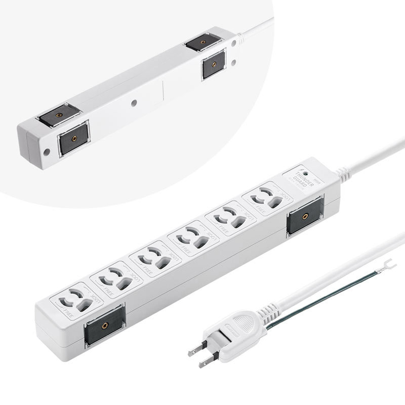 Yahoo! Yahoo!ショッピング(ヤフー ショッピング)サンワサプライ 雷ガードタップ 3P 6個口 3m マグネット 電源コード （TAP-SPWMG36-3）
