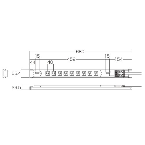 15Aコンセントバー 19インチサーバーラック用 延長 9個口 電源コード