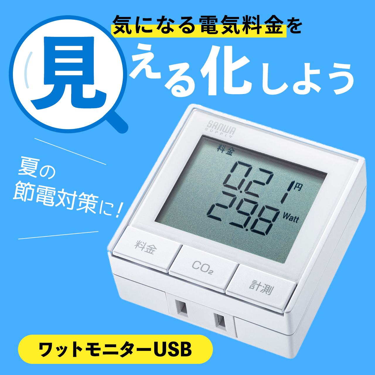 ワットモニターUSB 2P 1個口 ホワイト（TAP-TST10N）