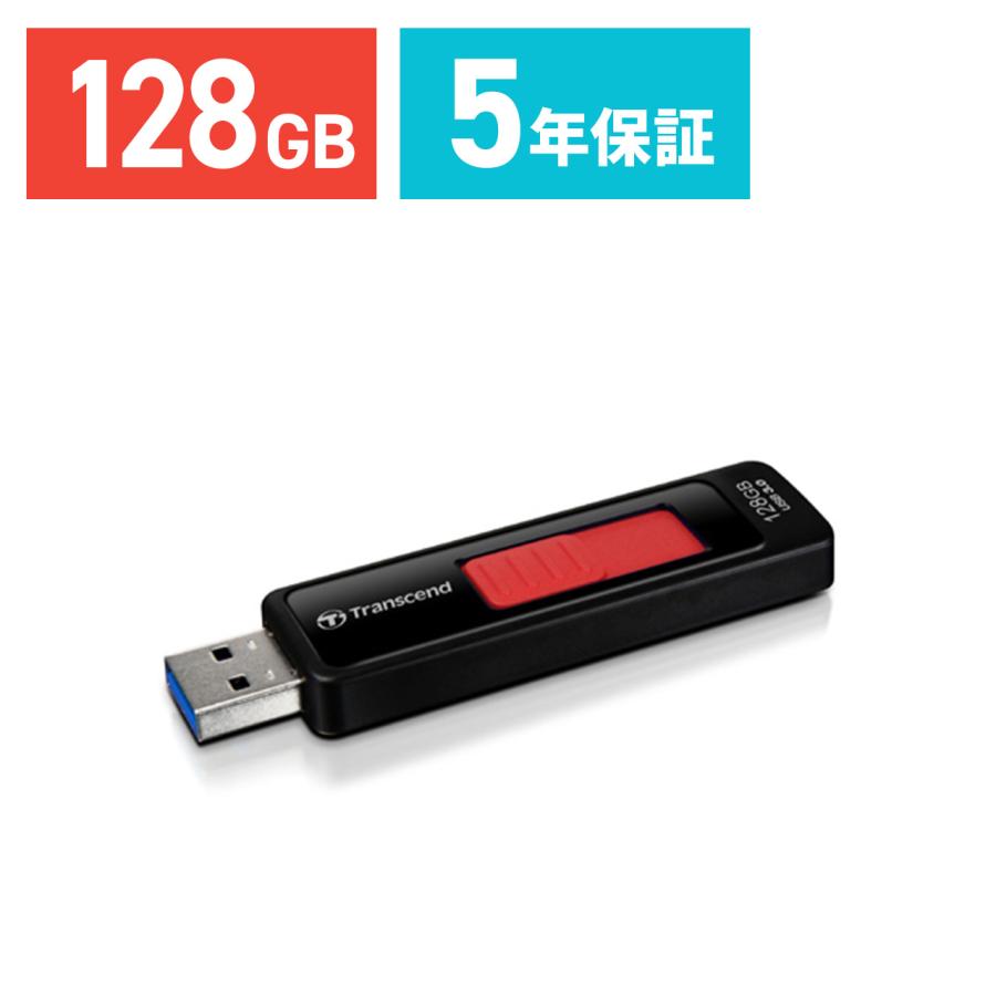 USBメモリ 128GB USB3.0 スライドコネクタ Transcend社製 TS128GJF760 5年保証｜sanwadirect