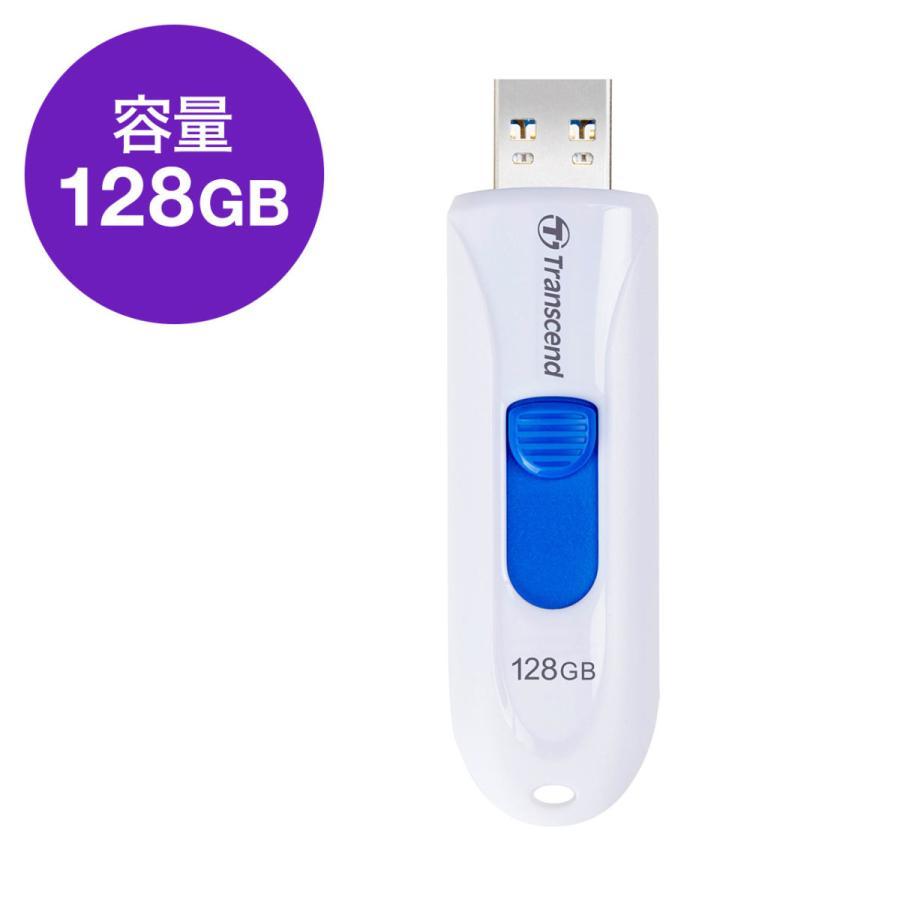 Transcend USBメモリ 128GB USB3.1(Gen1) キャップレス スライド式 JetFlash 790 ホワイト TS128GJF790W  5年保証｜sanwadirect