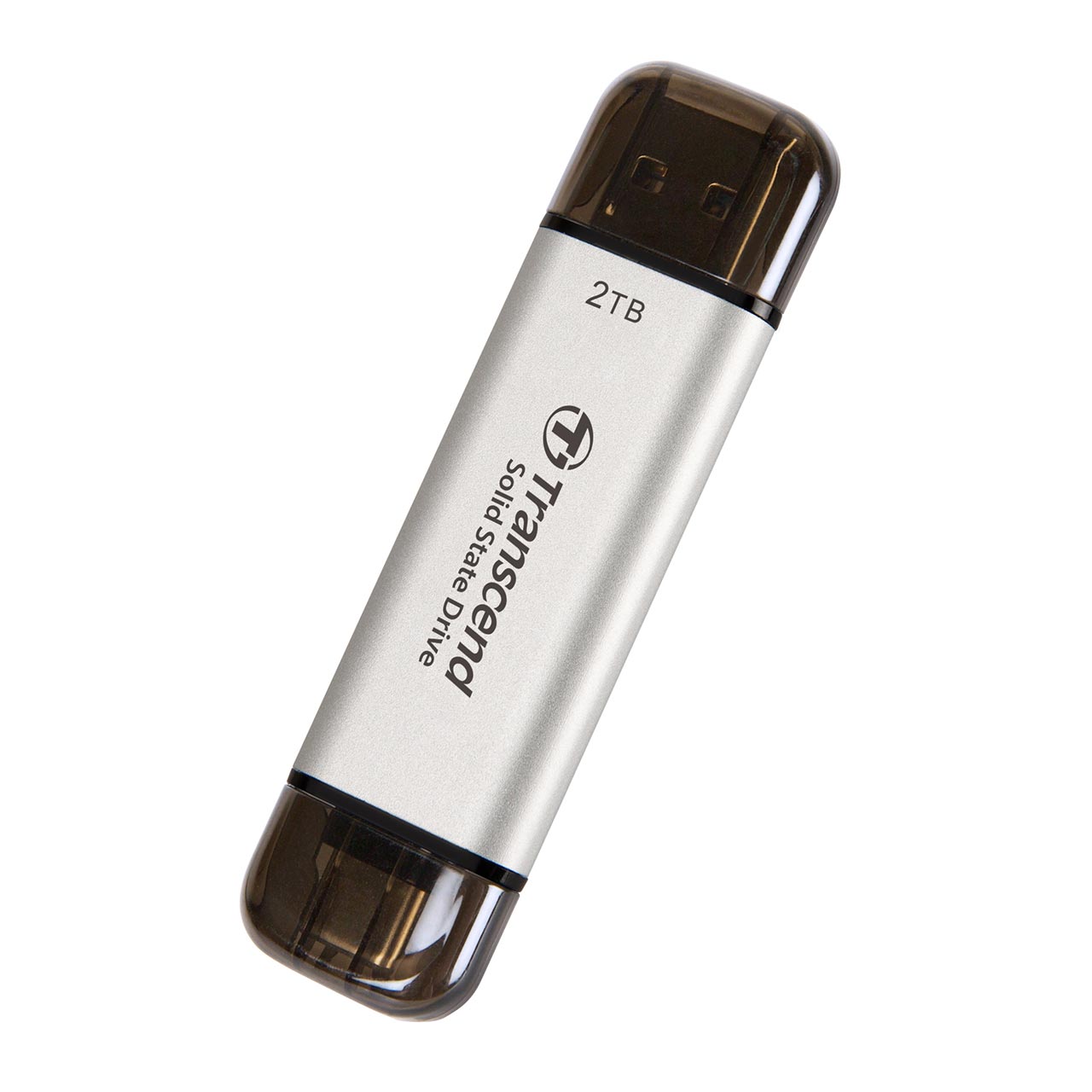 スティック型SSD SSD 外付け 2TB ポータブルSSD Type-A USB-C 両対応 タイプC テレビ iphone対応 シルバー ESD310C Transcend トランセンド  TS2TESD310Sの画像