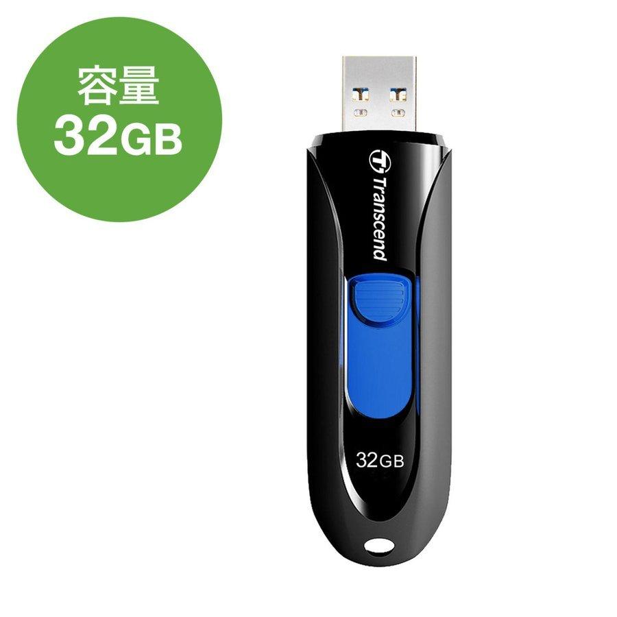 限定特価 Transcend USBメモリ 32GB USB3.1 Gen1 キャップレス スライド式 JetFlash 790 ブラック  TS32GJF790K 5年保証