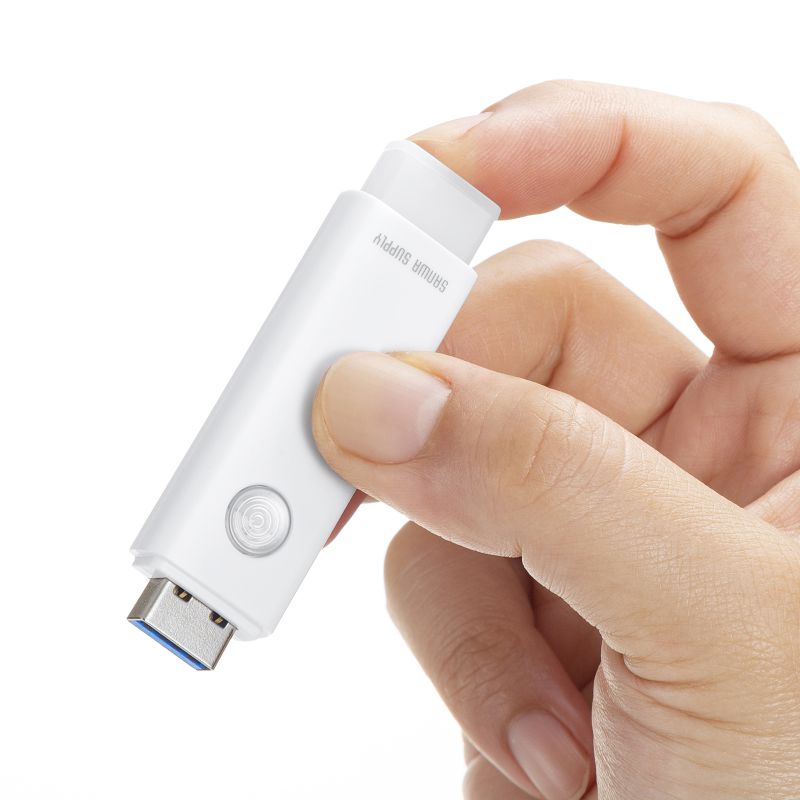 USBメモリー USB3.2 Gen1 8GB USBフラッシュ スライド式 プッシュ式 パスワードロック付 ホワイト UFD-3HN8GW｜sanwadirect｜04