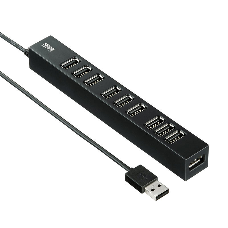 USB2.0ハブ 10ポート（USB-2H1001BKN）｜sanwadirect