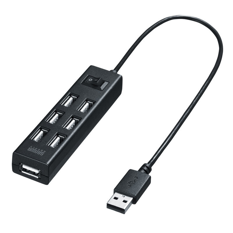 USB2.0ハブ 7ポート ブラック（USB-2H702BKN）