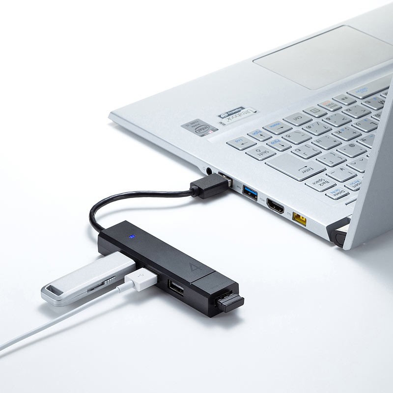 USBハブ コンボ USB3.1Gen1×1ポート USB2.0×3ポート バスパワー ブラック（USB-3H421BK）｜sanwadirect｜02