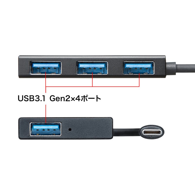 新品 送料無料 USB-3TCH18BK USBハブ　4ポート SANWA SUPPLY（サンワサプライ） Type-Cハブ 4ポート USB3.1 Gen2対応