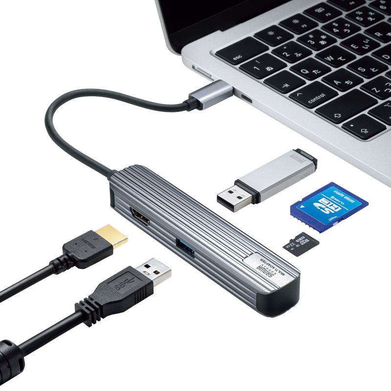 USB Type-Cマルチ変換アダプタ HDMI SD/microSDカードリーダー付き 4K/60Hz DisplayPort Alternate Mode USB-3TCHC5S｜sanwadirect｜03