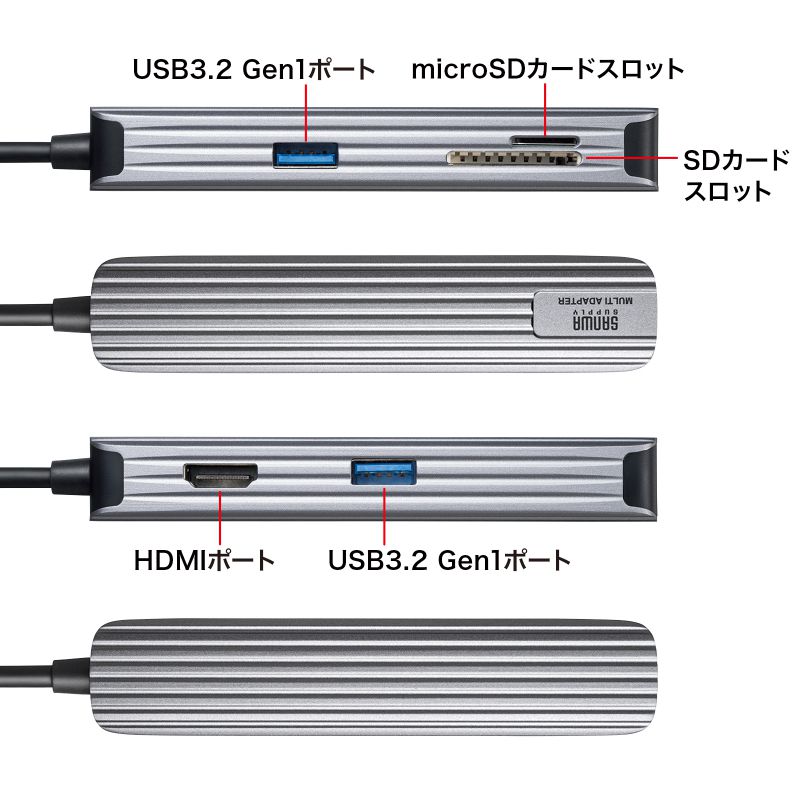 USB Type-Cマルチ変換アダプタ HDMI SD/microSDカードリーダー付き 4K/60Hz DisplayPort Alternate Mode USB-3TCHC5S｜sanwadirect｜06