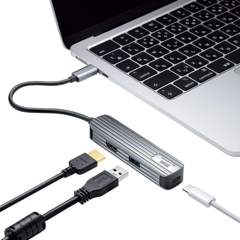 USB Type-Cマルチ変換アダプタ HDMI付き DisplayPort Alternate Mode 4K/60Hz PD USB-3TCHP6S｜sanwadirect｜03