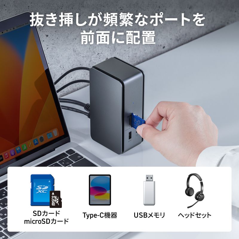 USB Type-Cドッキングステーション HDMI×2画面出力対応 11in1 縦置き