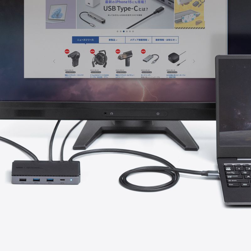 ドッキングステーション USB Type-C HDMI×2 LAN付  4K/60Hz PD100W対応 画面出力 PD充電 据え置き USB-CVDK15｜sanwadirect｜04