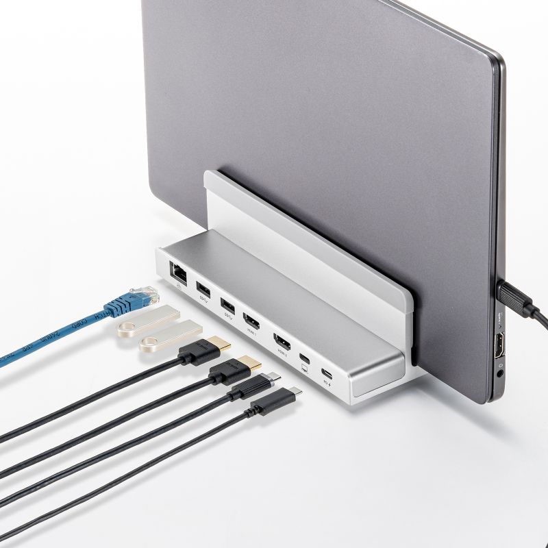 SANWA SUPPLY USB Type-Cドッキングステーション 4K×2画 サンワ、4K×2画面の映像出力に対応するType-Cドッキング