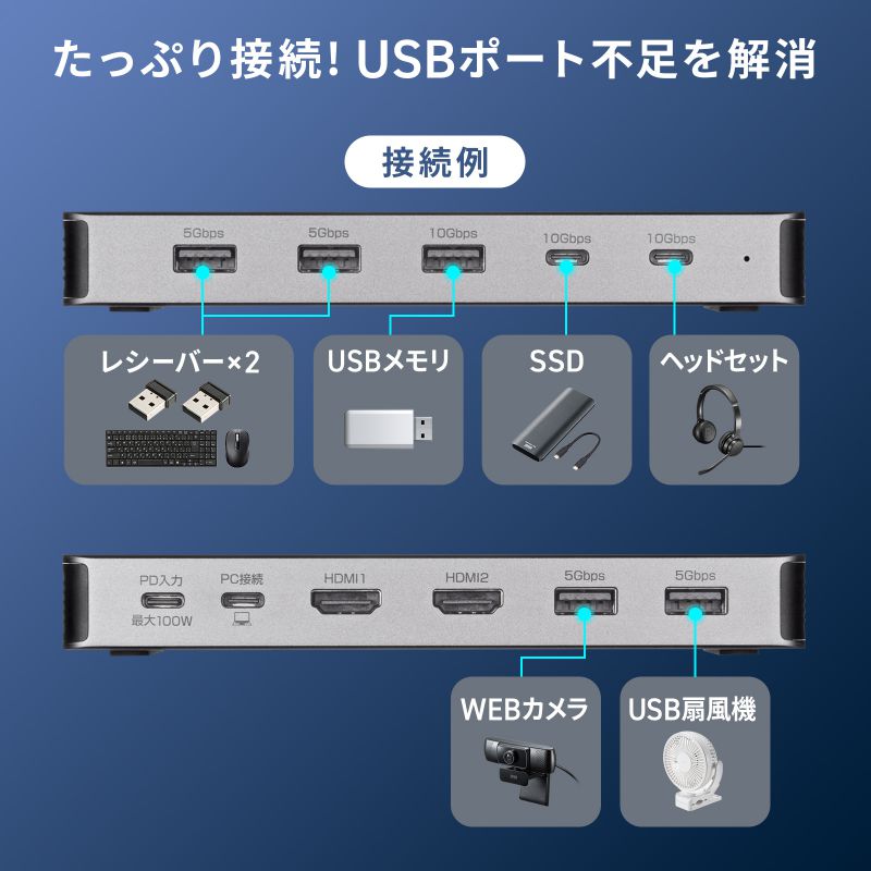 SANWA SUPPLY（サンワサプライ） ドッキングステーション 2画面 4K 10