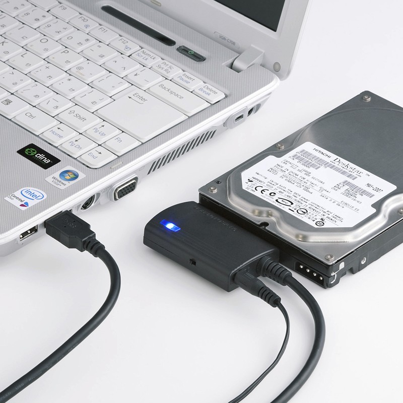 SATA USB 変換ケーブル USB3.0 高速転送 挿すだけで使える 簡単接続 内蔵 HDD SSD 外付けに ケース不要（USB-CVIDE3）