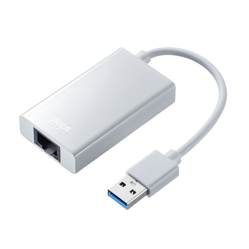 USB3.2-LAN変換アダプタ USBハブポート付 ホワイト（USB-CVLAN3WN）