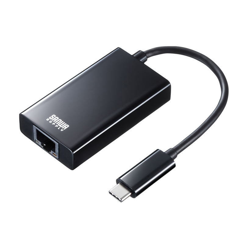 USB3.2 TypeC-LAN変換アダプタ USBハブポート付 ブラック（USB-CVLAN4BKN）｜sanwadirect