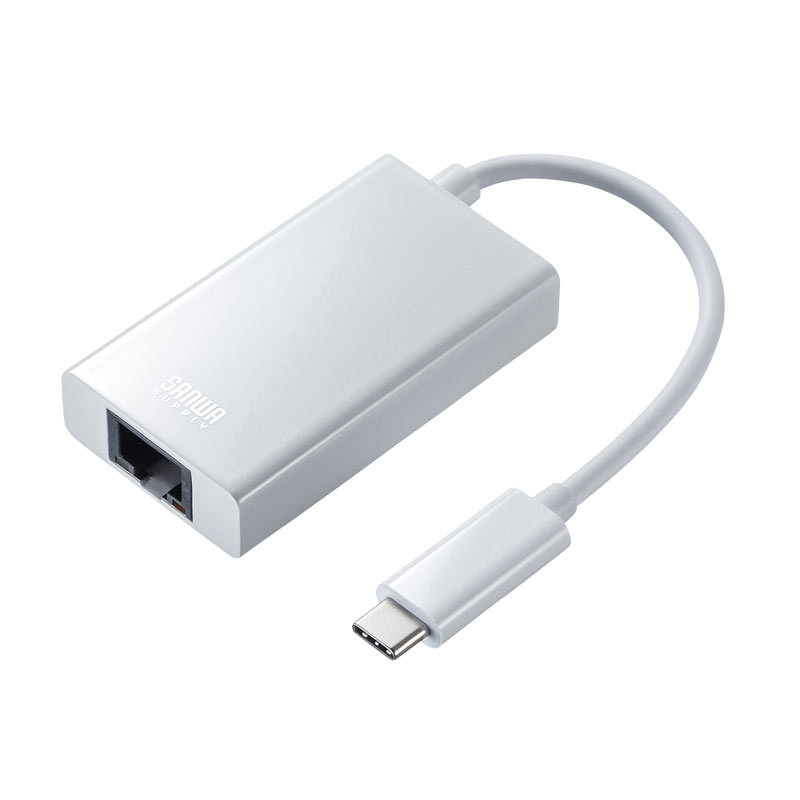 USB3.2 TypeC-LAN変換アダプタ USBハブポート付 ホワイト（USB-CVLAN4WN）｜sanwadirect