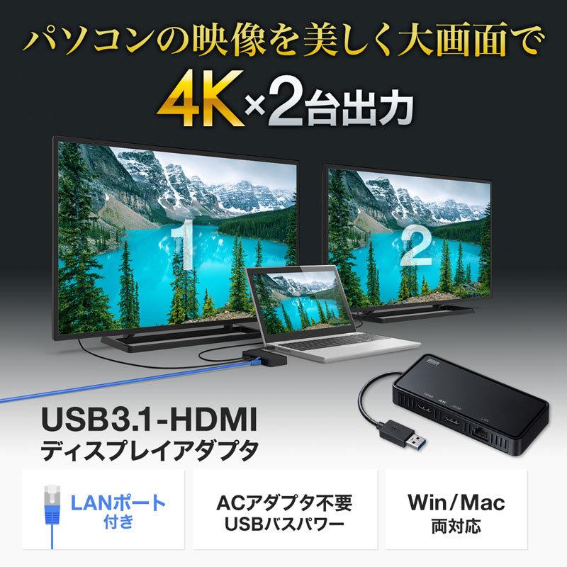 8462円 ファッション通販 サンワサプライ USB-CVU3HD2N USB3.２-HDMIディスプレイアダプタ 4K対応