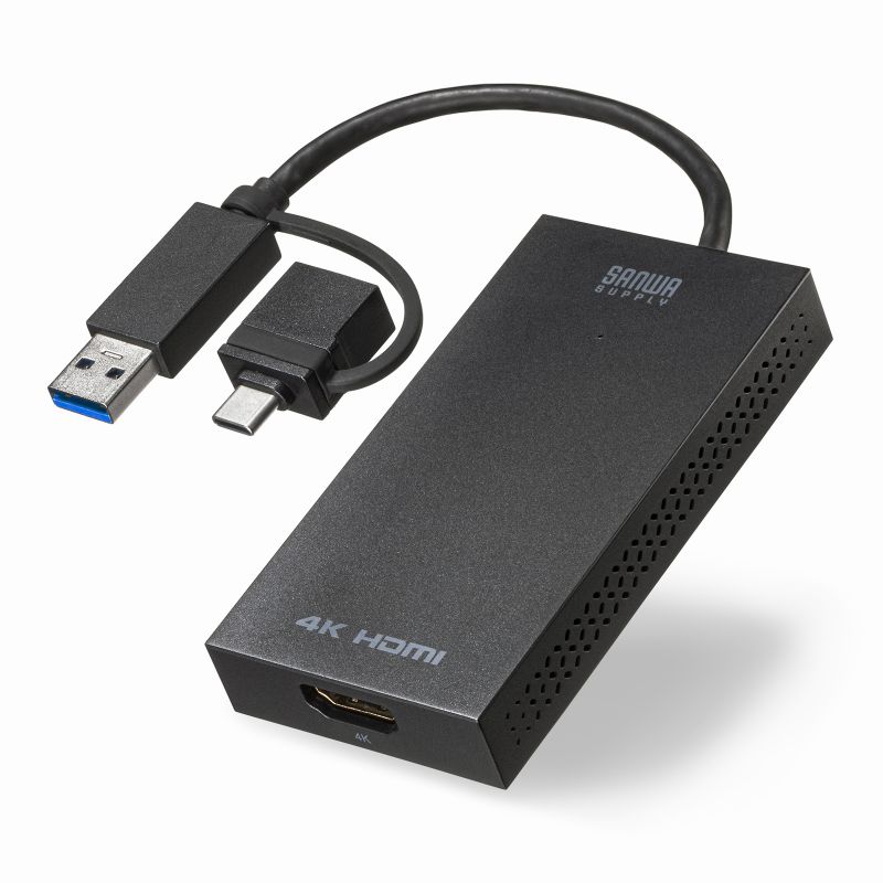 USB A/Type-C両対応 HDMIディスプレイアダプタ 4K/30Hz対応（USB-CVU3HD4） :USB-CVU3HD4:サンワ