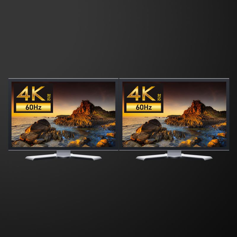 USB-HDMIディスプレイアダプタ 4K/60Hz対応 2画面出力 USB-CVU3HD6の画像