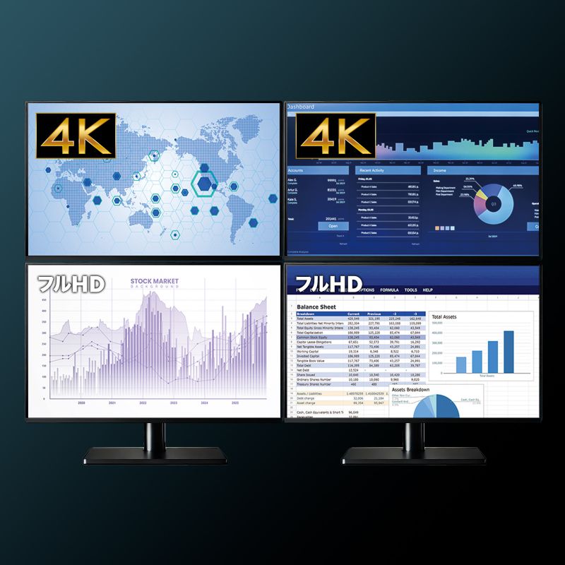 USB-HDMIディスプレイアダプタ 4K/30Hz対応 4画面出力 USB-A接続 変換アダプタ USB-CVU3HD7の画像