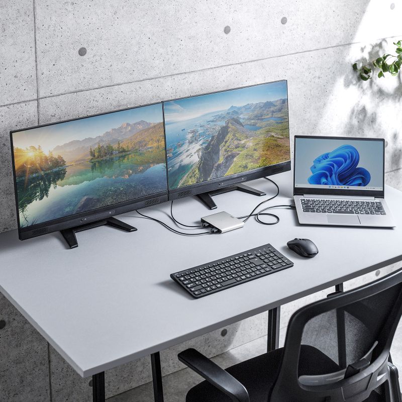 USB-HDMIディスプレイアダプタ 4K/30Hz対応 4画面出力 USB-A接続 変換アダプタ USB-CVU3HD7の画像
