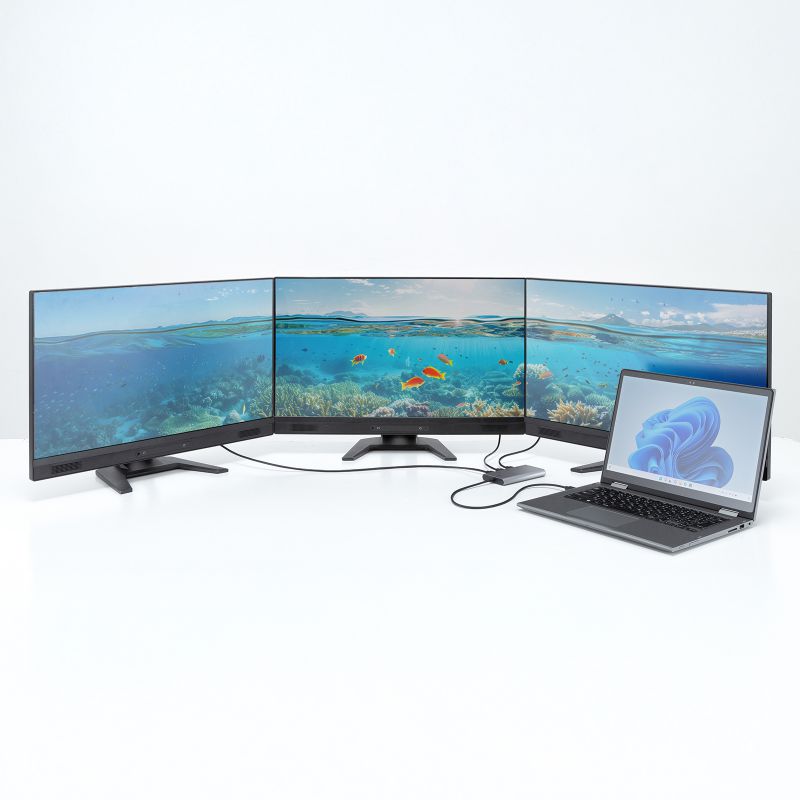 USB-HDMIディスプレイアダプタ 4K/60Hz対応 3画面出力 USB-A/Type-C両対応 変換アダプタ USB-CVU3HD8の画像