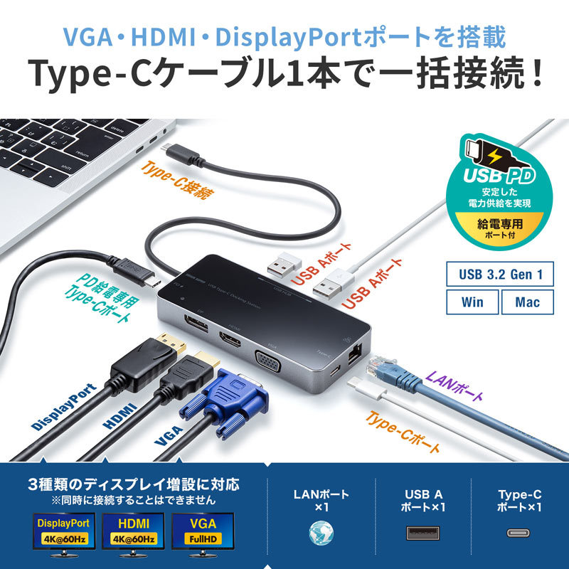 サンワサプライ USB AD-ALCMST2DP Altモード DisplayPort MSTハブ TypeC 送料無料 2022年最新海外 TypeC