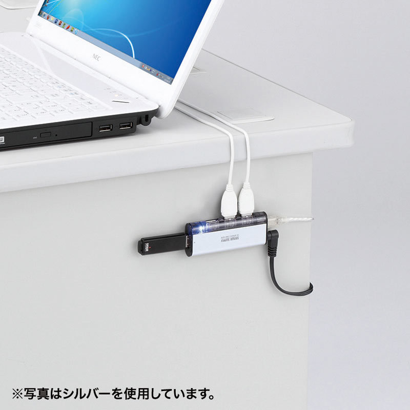 USB2.0ハブ 4ポート ACアダプタ付 ブラック（USB-HUB225GBKN）｜sanwadirect｜04