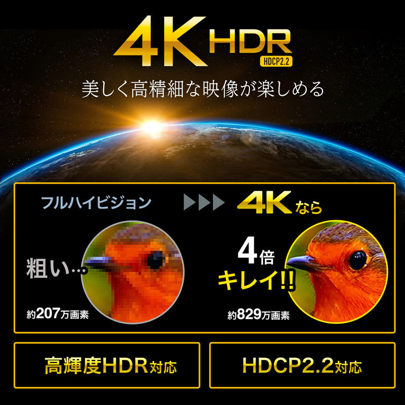 女性に人気！ サンワサプライ 4K 60Hz HDR対応HDMI分配器 8分配 VGA-HDRSP8