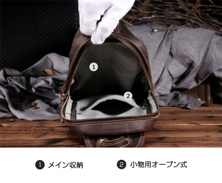ボディバッグ メンズ 縦型レザーボディバッグ ボディバッグ メンズ 本革 2way 縦型 斜め掛け ショルダーバッグ