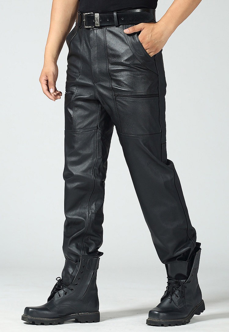 レザーパンツ メンズ 革パン 本革 牛革 バイクパンツ バイク用レザー