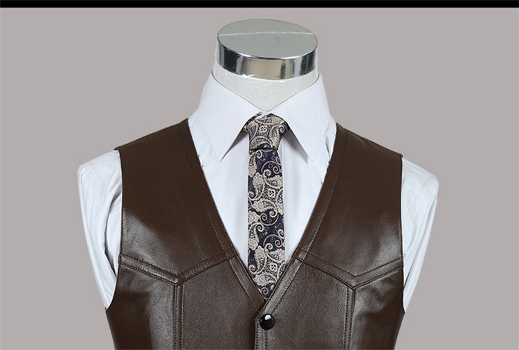 春夏秋冬 本革 ベスト メンズ レザーベスト ジレベスト 羊革 ベスト前