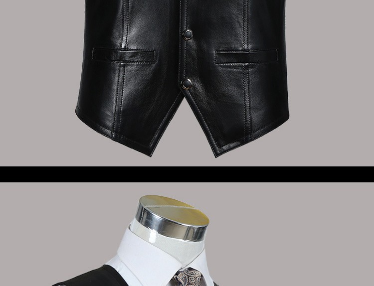 春夏秋冬 本革 ベスト メンズ レザーベスト ジレベスト 羊革 ベスト前