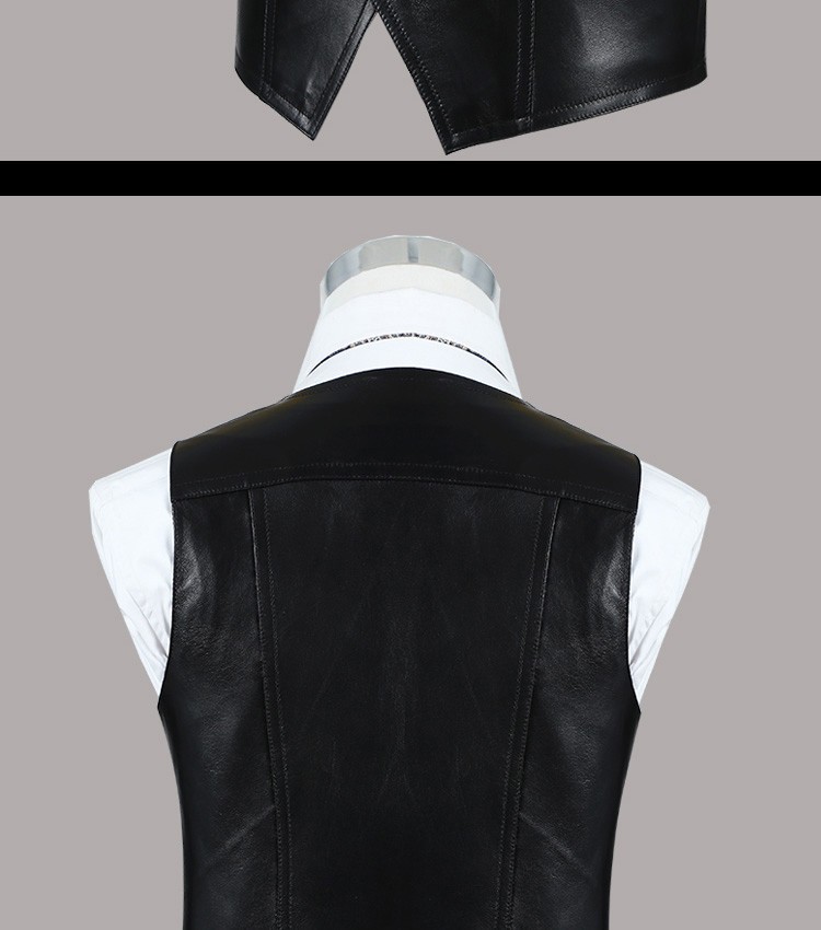 春夏秋冬 本革 ベスト メンズ レザーベスト ジレベスト 羊革 ベスト前