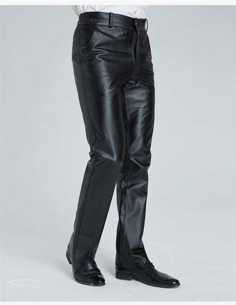 本革 牛革 メンズ革パン 春秋冬 レザーパンツ 防風防寒 ストレート