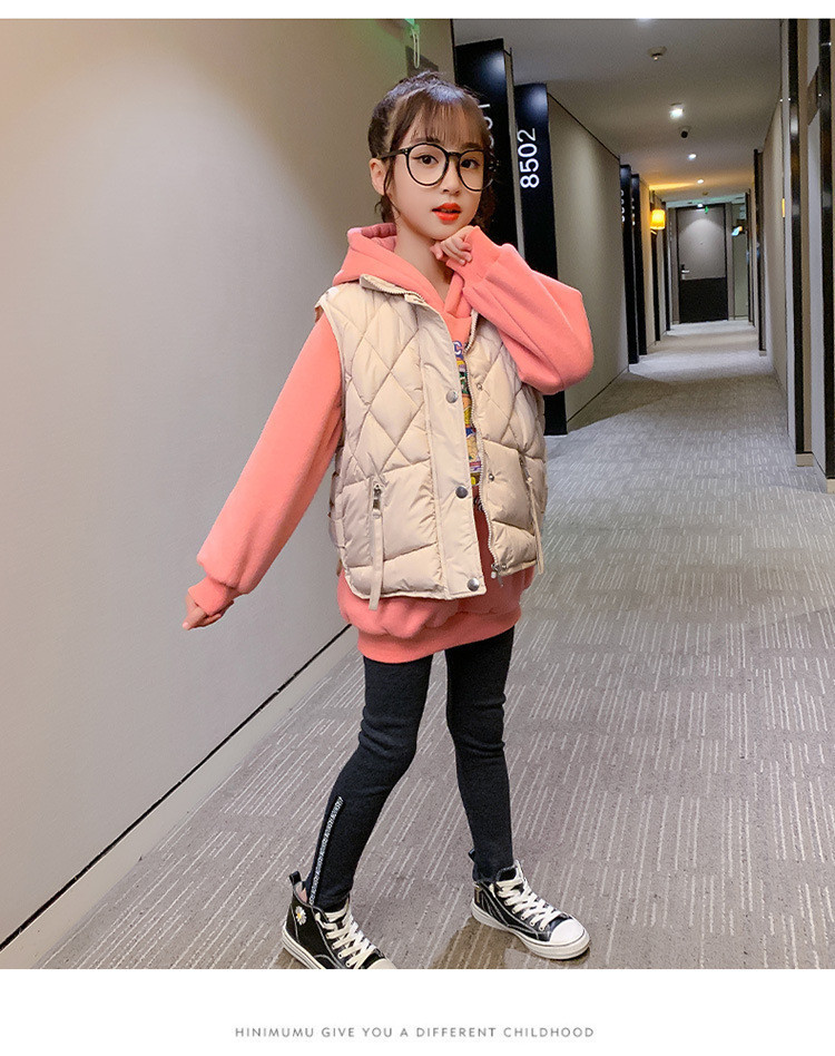 秋冬　キッズ ダウンベスト 女の子 中綿ダウン トレンド こどもダウンコート 子供服 ジュニア 中綿ベスト キッズ 防風防寒 90 100 110  120 130