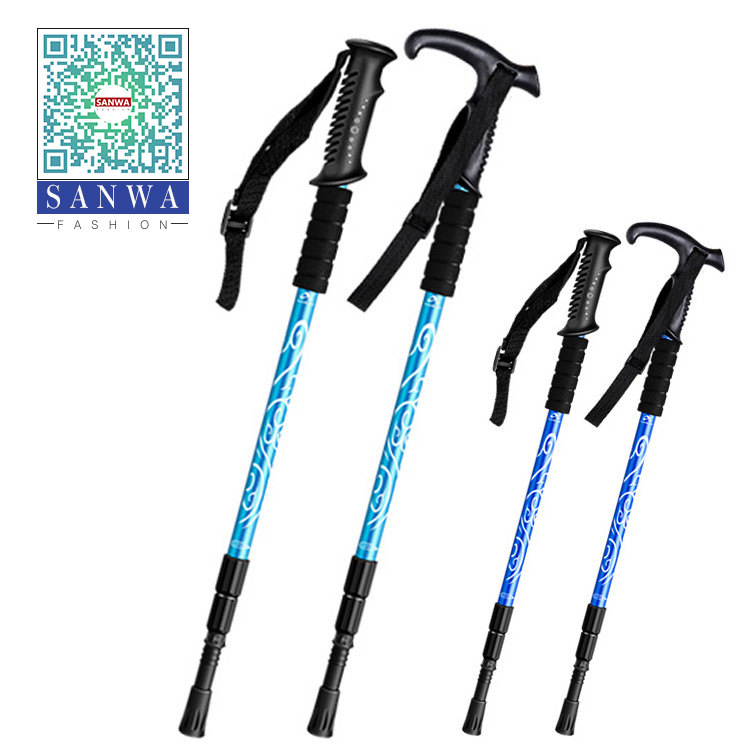 高級天然木マカウッドの杖　丸グリップ型　ステッキ・トレッキングポール トレッキングポール 登山ステッキ ストック 軽量 アルミ製 T型