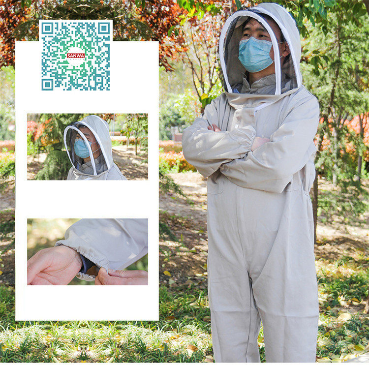 養蜂 防護服 作業服 作業着 通気 フェイスネット付 グローブ パーカー