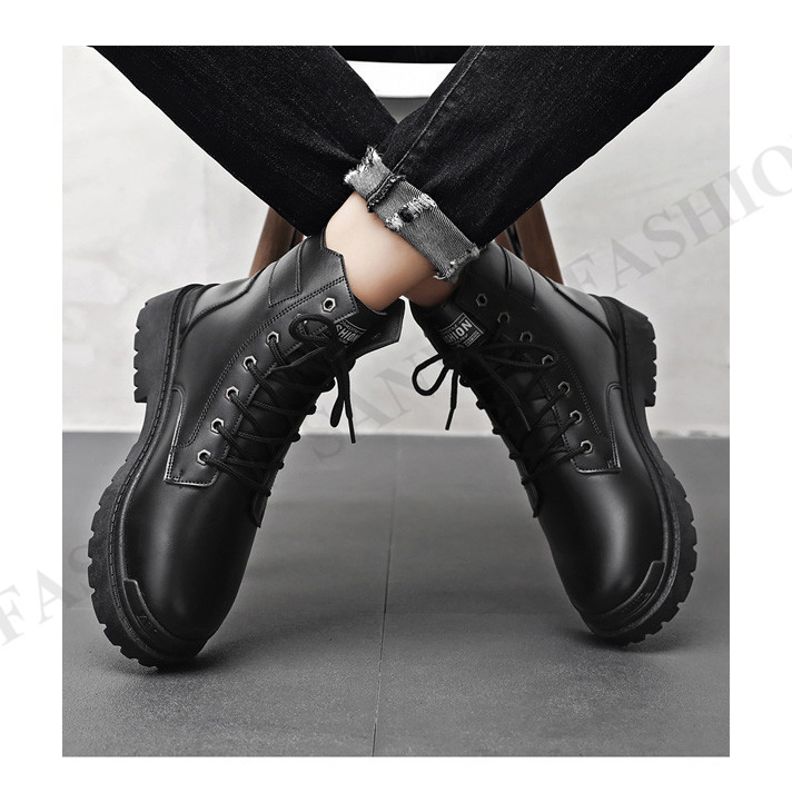 黒のワークブーツ ワークブーツ メンズ ショートブーツ ハイカット 安全靴 編み上げ